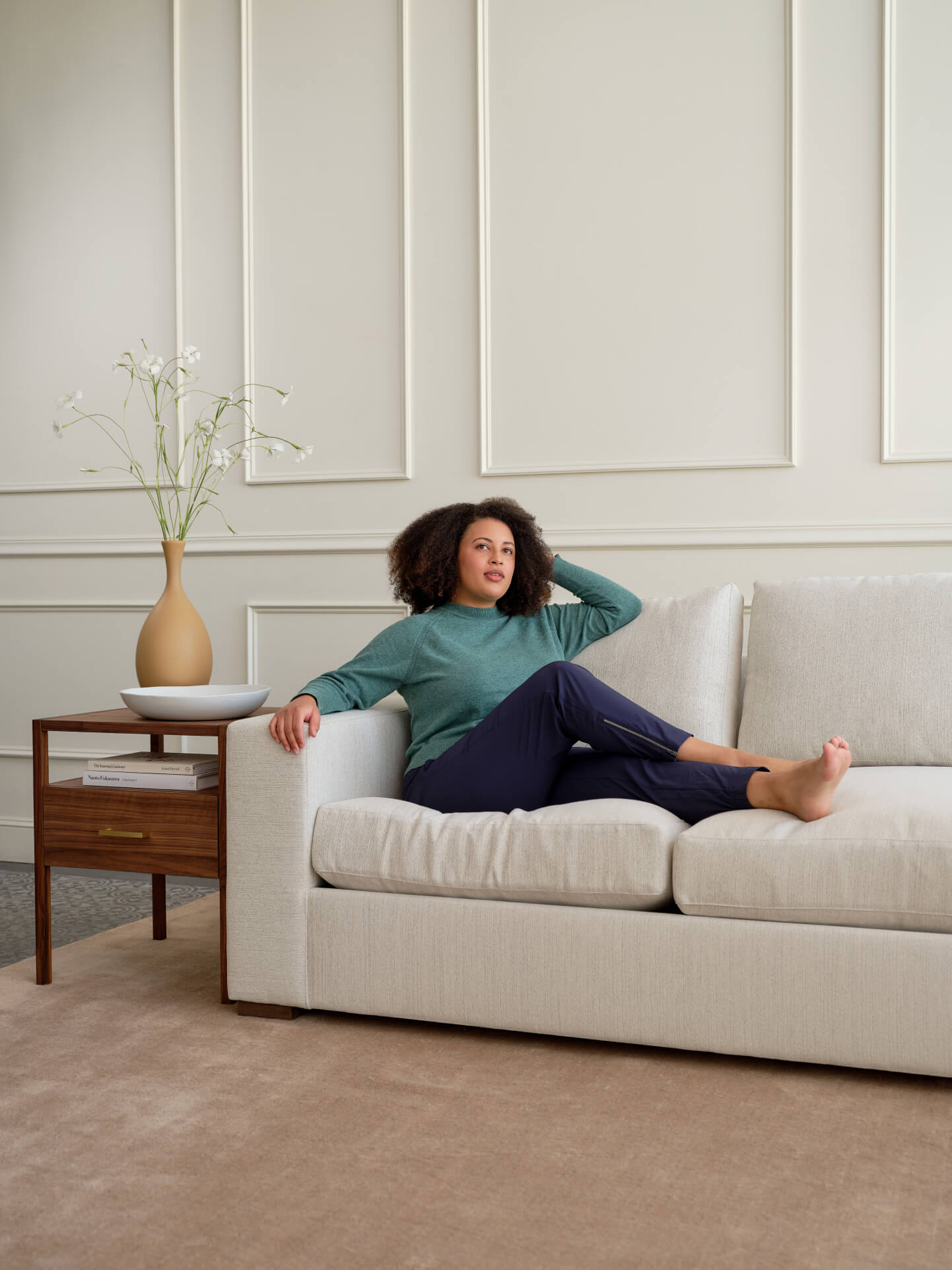 Rio Plush Chaise Sectional in Natural Latex