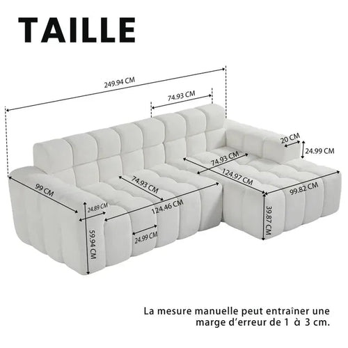 Canapé Compressé Canapé angle Moderne 3 Places 250X150X85Cm