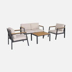 Casoria Salon de jardin aluminium et polywood 4 places Anthracite / Beige