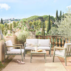 Casoria Salon de jardin aluminium et polywood 4 places Kaki / Beige